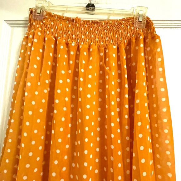 Maxi Skirt & Tube Top Set | Burnt Orange Polka Dot Flowy Sexy Date Summer Cute - Picture 9 of 13